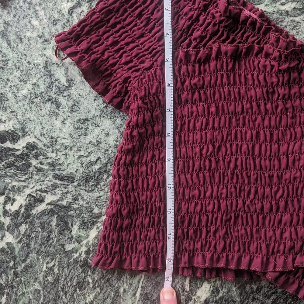 Ambiance Size L Burgundy Crop Off-the-Shoulder Top - Picture 9 of 12